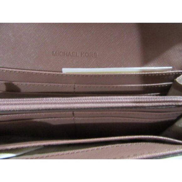 Michael Kors Bridgette Saffiano Leather Flap Wallet Dusty Rose - Picture 4 of 6